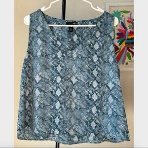 Aqua Blue Snakeskin Print Sleeveless Athletic Top - Size L